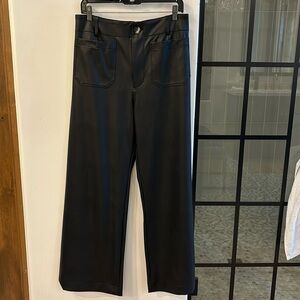 Maeve Colette faux leather Black Wide Leg Pants